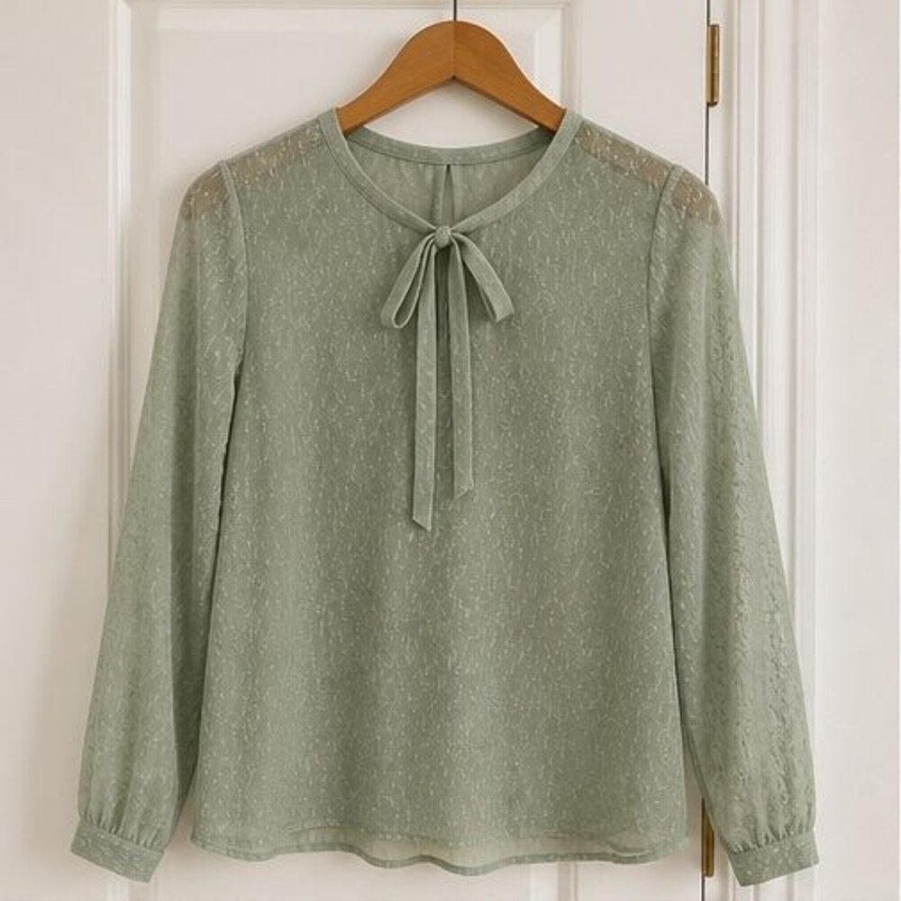 Sage Smocked Top